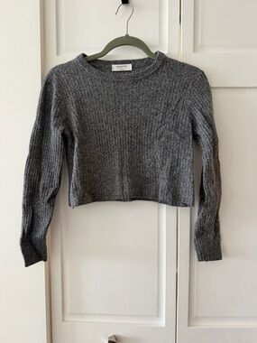 Babaton Aritzia Grey Ribbed Wool Blend Crop Sweater Size S